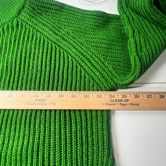 Club Monaco Oversized Shaker Knit Italian Yarn Wool Sweater Women's L Green Cozy - Picture 6 of 10